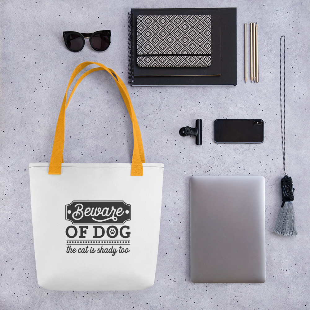 Beware of dog - the cat is shady too - tote bag